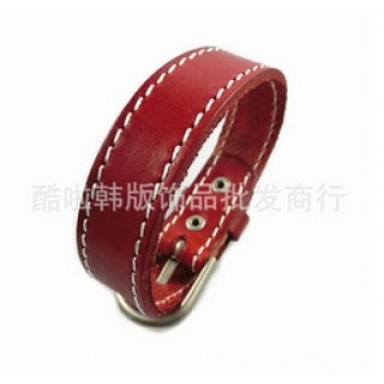 Seanuo 26CM Unisex Men Leather Belt Bracelets amp; Bangles Adjustable Women Real Leather Wrist cuff Buckle Bracelet Punk Jewelry
