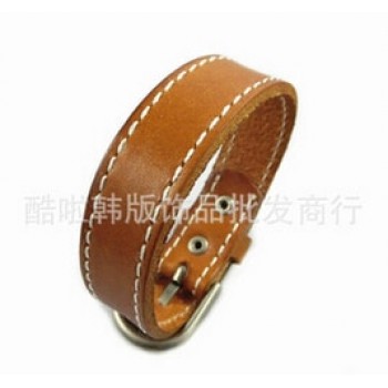 Seanuo 26CM Unisex Men Leather Belt Bracelets amp; Bangles Adjustable Women Real Leather Wrist cuff Buckle Bracelet Punk Jewelry