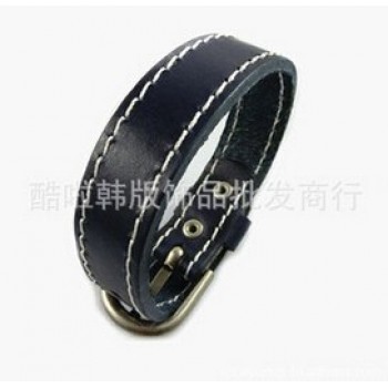 Seanuo 26CM Unisex Men Leather Belt Bracelets amp; Bangles Adjustable Women Real Leather Wrist cuff Buckle Bracelet Punk Jewelry