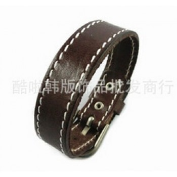 Seanuo 26CM Unisex Men Leather Belt Bracelets amp; Bangles Adjustable Women Real Leather Wrist cuff Buckle Bracelet Punk Jewelry