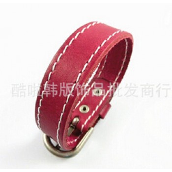Seanuo 26CM Unisex Men Leather Belt Bracelets amp; Bangles Adjustable Women Real Leather Wrist cuff Buckle Bracelet Punk Jewelry