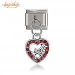 Hapiship 2019 New Original Daisy Heart Mom Red Rhinestone Italian Charm Fit 9mm Bracelet Stainless Steel Jewelry Making DJ52