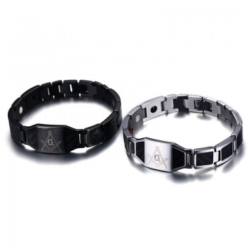 Vnox Masonic Carbon Fiber Men Health Care Bracelet Bangle Magnetic Energy Power Stainless Steel Bracelets Jewelry for Man