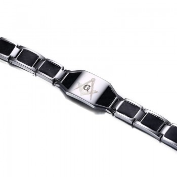 Vnox Masonic Carbon Fiber Men Health Care Bracelet Bangle Magnetic Energy Power Stainless Steel Bracelets Jewelry for Man