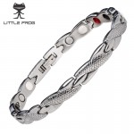 LITTLE FROG Women Jewelry Stainless Steel Healing Bio Magnetic Energy Bracelet Bangle For Women Accessory Silver Bracelets 10253