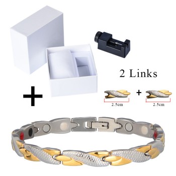 LITTLE FROG Women Jewelry Stainless Steel Healing Bio Magnetic Energy Bracelet Bangle For Women Accessory Silver Bracelets 10253