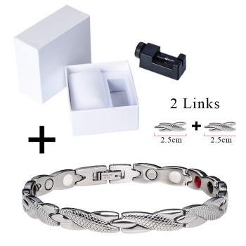 LITTLE FROG Women Jewelry Stainless Steel Healing Bio Magnetic Energy Bracelet Bangle For Women Accessory Silver Bracelets 10253
