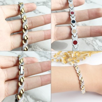 FINE4U B079 Twisted Health Magnetic Bracelet For Women 316L Stainless Steel Bracelets amp; Bangles with Health Germanium