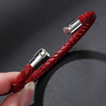 2017 Men Bracelet Stainless Steel Magnetic Clasps Men Jewelry Pulseras Homme Fashion Genuine Leather Bracelets for Men Women