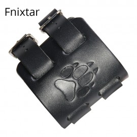 Fnixtar High Quality Bear Paw Sign Men Jewelry Black Wide Wristband Leather Bracelets for Men Women Cool 29cm Length Bracelets