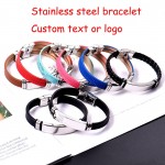 Stainless Steel Custom Personalized Leather Bracelet Engraved Lover Baby Name Motto Logo Bangle Jewelry 2019 Valentine Gifts