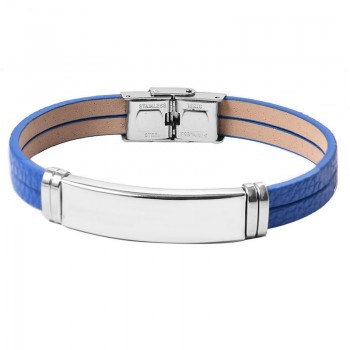 Stainless Steel Custom Personalized Leather Bracelet Engraved Lover Baby Name Motto Logo Bangle Jewelry 2019 Valentine Gifts