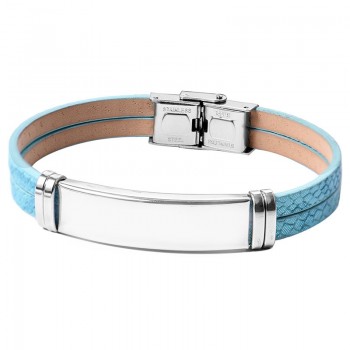 Stainless Steel Custom Personalized Leather Bracelet Engraved Lover Baby Name Motto Logo Bangle Jewelry 2019 Valentine Gifts