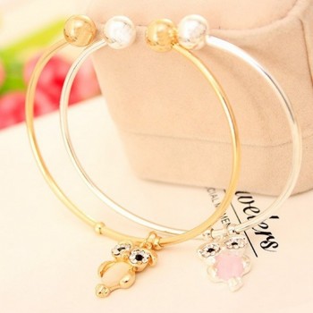 New Korean Sweet Sea Opal Cat Eye Shining Rhinestone Gold Silver One Direction Cuff Bangles Owl Animal Open Bracelets For Women