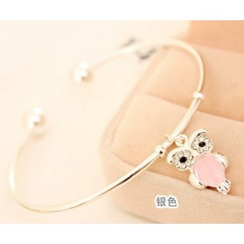 New Korean Sweet Sea Opal Cat Eye Shining Rhinestone Gold Silver One Direction Cuff Bangles Owl Animal Open Bracelets For Women
