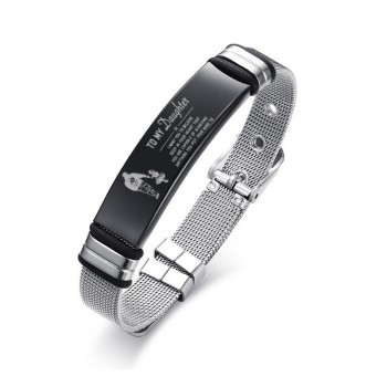 Personalized Bangle Mens Slide Mesh Bracelet Silver Adjusatble Customized Name Wristands Stainless Steel Male Bileklik Pulseira