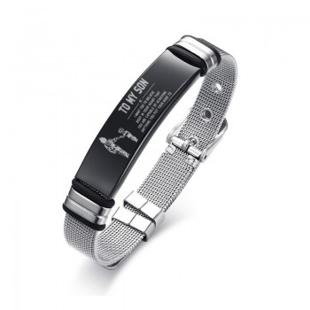 Personalized Bangle Mens Slide Mesh Bracelet Silver Adjusatble Customized Name Wristands Stainless Steel Male Bileklik Pulseira