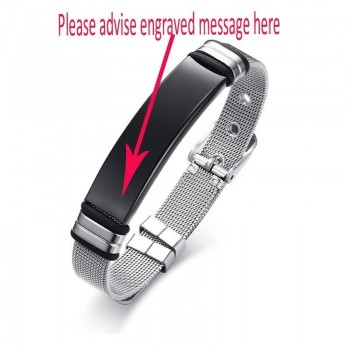 Personalized Bangle Mens Slide Mesh Bracelet Silver Adjusatble Customized Name Wristands Stainless Steel Male Bileklik Pulseira
