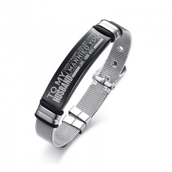 Personalized Bangle Mens Slide Mesh Bracelet Silver Adjusatble Customized Name Wristands Stainless Steel Male Bileklik Pulseira