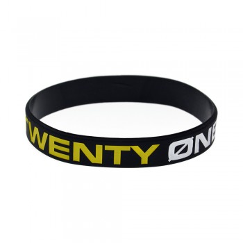 OneBandaHouse 1PC Twenty One Pilots Silicone Wristband Black Fashion Music Bracelet