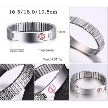 Personalized Medical Alert Bracelet Stainless Steel Engraved DIABETES Emergency Rescue