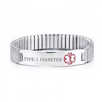 Personalized Medical Alert Bracelet Stainless Steel Engraved DIABETES Emergency Rescue