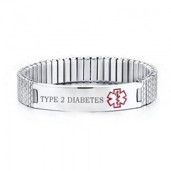 Personalized Medical Alert Bracelet Stainless Steel Engraved DIABETES Emergency Rescue