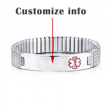 Personalized Medical Alert Bracelet Stainless Steel Engraved DIABETES Emergency Rescue