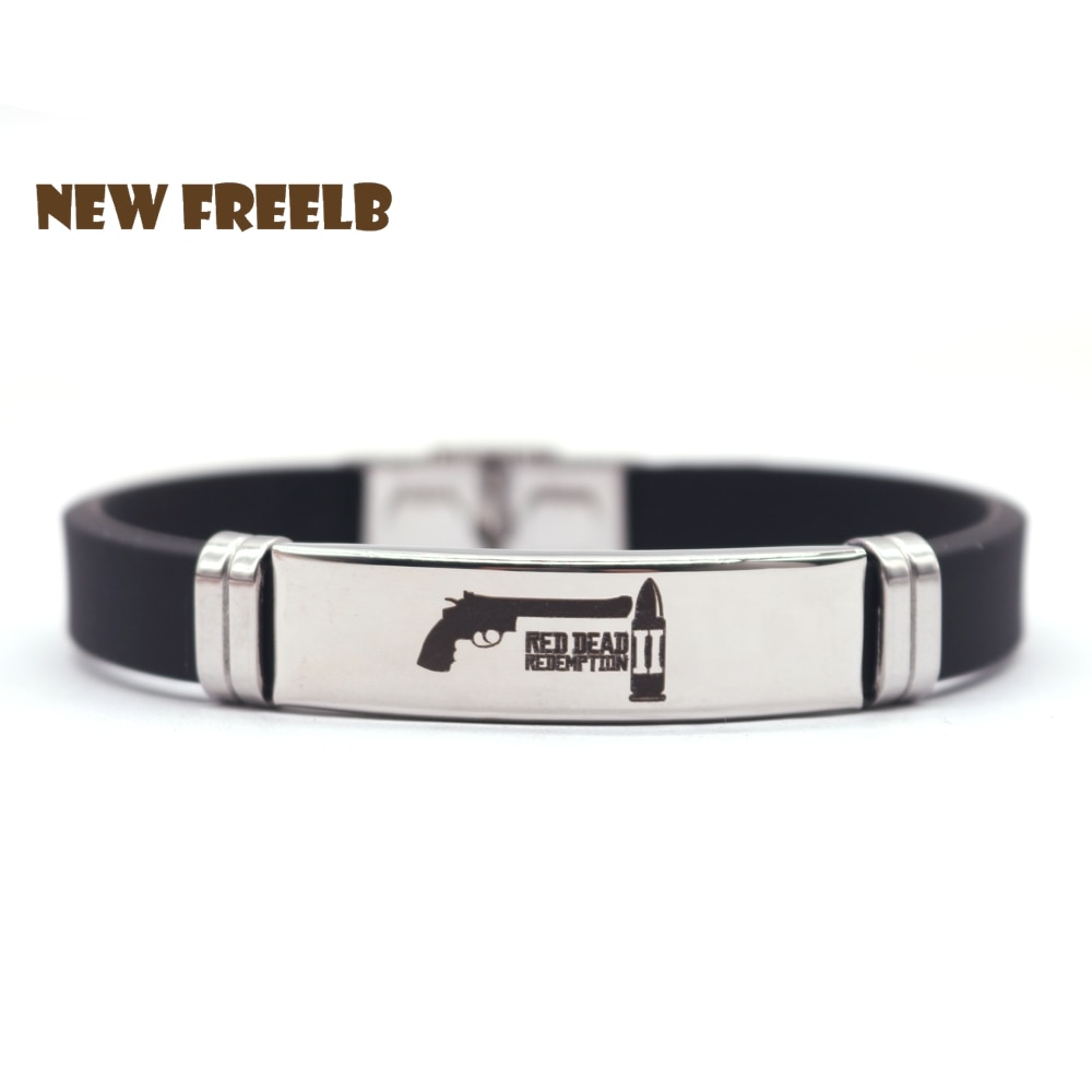 New Game Red Dead Redemption 2 Bracelets Black Silicone Stainless Steel Pendant High Quality Great XMAS Gift for Friends fans