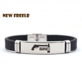 New Game Red Dead Redemption 2 Bracelets Black Silicone Stainless Steel Pendant High Quality Great XMAS Gift for Friends fans