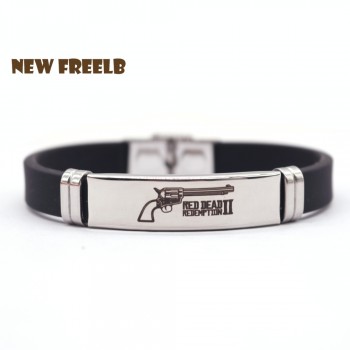 New Game Red Dead Redemption 2 Bracelets Black Silicone Stainless Steel Pendant High Quality Great XMAS Gift for Friends fans
