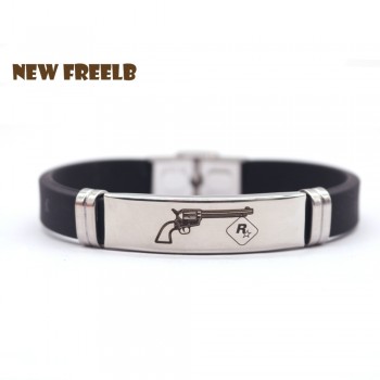New Game Red Dead Redemption 2 Bracelets Black Silicone Stainless Steel Pendant High Quality Great XMAS Gift for Friends fans