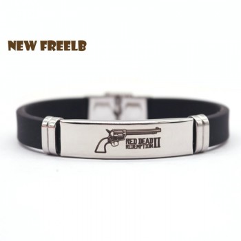 New Game Red Dead Redemption 2 Bracelets Black Silicone Stainless Steel Pendant High Quality Great XMAS Gift for Friends fans