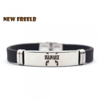 New Game Red Dead Redemption 2 Bracelets Black Silicone Stainless Steel Pendant High Quality Great XMAS Gift for Friends fans