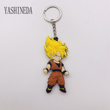 1PCS Cartoon Character Dragon Ball Key Chain 3D Double Side Key Ring PVC Anime Figure Goku Vegeta Keychains Kids Toy Key Holder