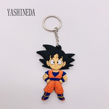 1PCS Cartoon Character Dragon Ball Key Chain 3D Double Side Key Ring PVC Anime Figure Goku Vegeta Keychains Kids Toy Key Holder