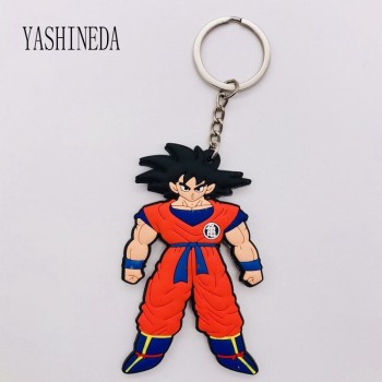 1PCS Cartoon Character Dragon Ball Key Chain 3D Double Side Key Ring PVC Anime Figure Goku Vegeta Keychains Kids Toy Key Holder