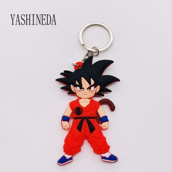 1PCS Cartoon Character Dragon Ball Key Chain 3D Double Side Key Ring PVC Anime Figure Goku Vegeta Keychains Kids Toy Key Holder