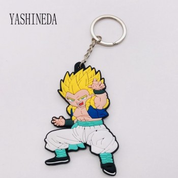 1PCS Cartoon Character Dragon Ball Key Chain 3D Double Side Key Ring PVC Anime Figure Goku Vegeta Keychains Kids Toy Key Holder