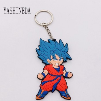 1PCS Cartoon Character Dragon Ball Key Chain 3D Double Side Key Ring PVC Anime Figure Goku Vegeta Keychains Kids Toy Key Holder