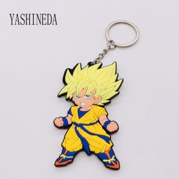 1PCS Cartoon Character Dragon Ball Key Chain 3D Double Side Key Ring PVC Anime Figure Goku Vegeta Keychains Kids Toy Key Holder