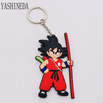 1PCS Cartoon Character Dragon Ball Key Chain 3D Double Side Key Ring PVC Anime Figure Goku Vegeta Keychains Kids Toy Key Holder