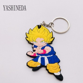 1PCS Cartoon Character Dragon Ball Key Chain 3D Double Side Key Ring PVC Anime Figure Goku Vegeta Keychains Kids Toy Key Holder