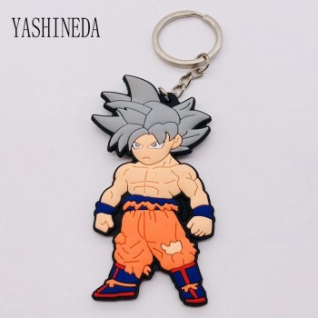 1PCS Cartoon Character Dragon Ball Key Chain 3D Double Side Key Ring PVC Anime Figure Goku Vegeta Keychains Kids Toy Key Holder