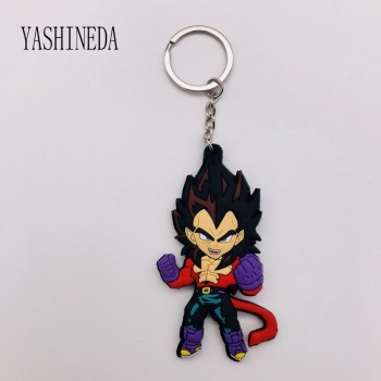 1PCS Cartoon Character Dragon Ball Key Chain 3D Double Side Key Ring PVC Anime Figure Goku Vegeta Keychains Kids Toy Key Holder