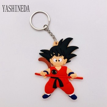 1PCS Cartoon Character Dragon Ball Key Chain 3D Double Side Key Ring PVC Anime Figure Goku Vegeta Keychains Kids Toy Key Holder