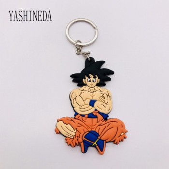 1PCS Cartoon Character Dragon Ball Key Chain 3D Double Side Key Ring PVC Anime Figure Goku Vegeta Keychains Kids Toy Key Holder