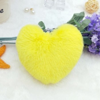 10CM Cute Fluffy Heart Keychains Womens Pom Poms Faux Rex Rabbit Fur Key Chains Girl Bag Hang Car Key Ring Jewelry Accessories