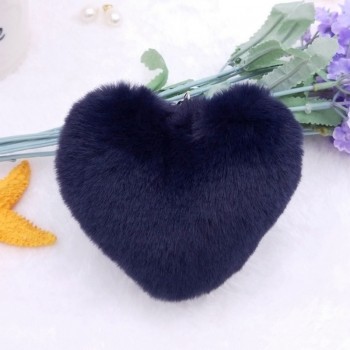 10CM Cute Fluffy Heart Keychains Womens Pom Poms Faux Rex Rabbit Fur Key Chains Girl Bag Hang Car Key Ring Jewelry Accessories