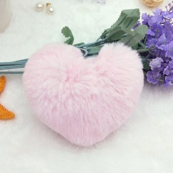 10CM Cute Fluffy Heart Keychains Womens Pom Poms Faux Rex Rabbit Fur Key Chains Girl Bag Hang Car Key Ring Jewelry Accessories